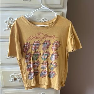 American Eagle: The Rolling StonesTee - Mustard with Flag Graphics